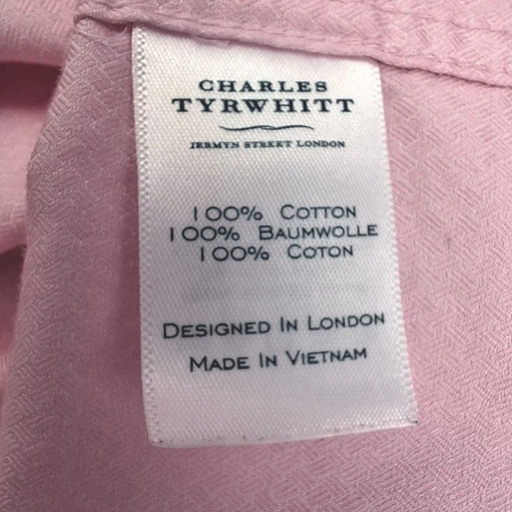 Charles Tyrwhitt Dress Shirt Mens 17.5‎ 35 Pink Classic Fit Egyptian Cotton Luxe